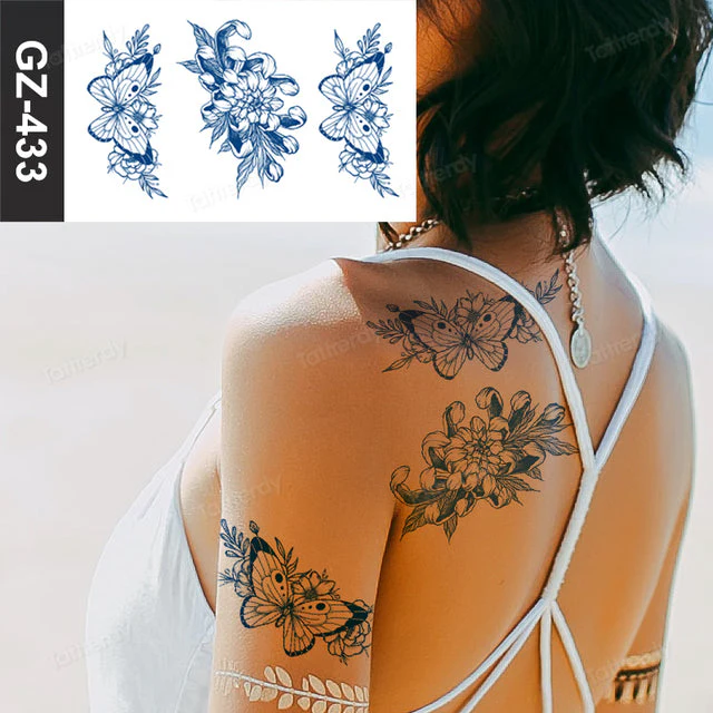 Blooming Flower Orchid Semi-Permanent Temporary Tattoo - Image 4