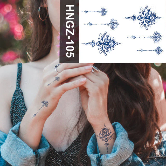 Butterfly Flower Lotus Semi-Permanent Temporary Tattoo - Image 16