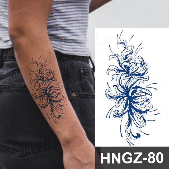 Butterfly Flower Lotus Semi-Permanent Temporary Tattoo - Image 28