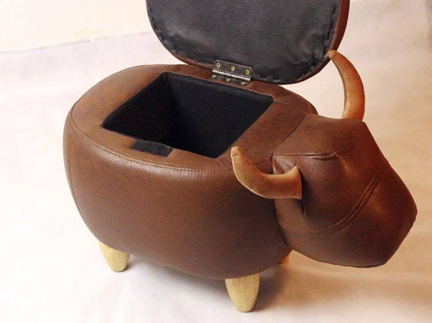Cow Shape Ottoman Home decor with Storage - Image 4