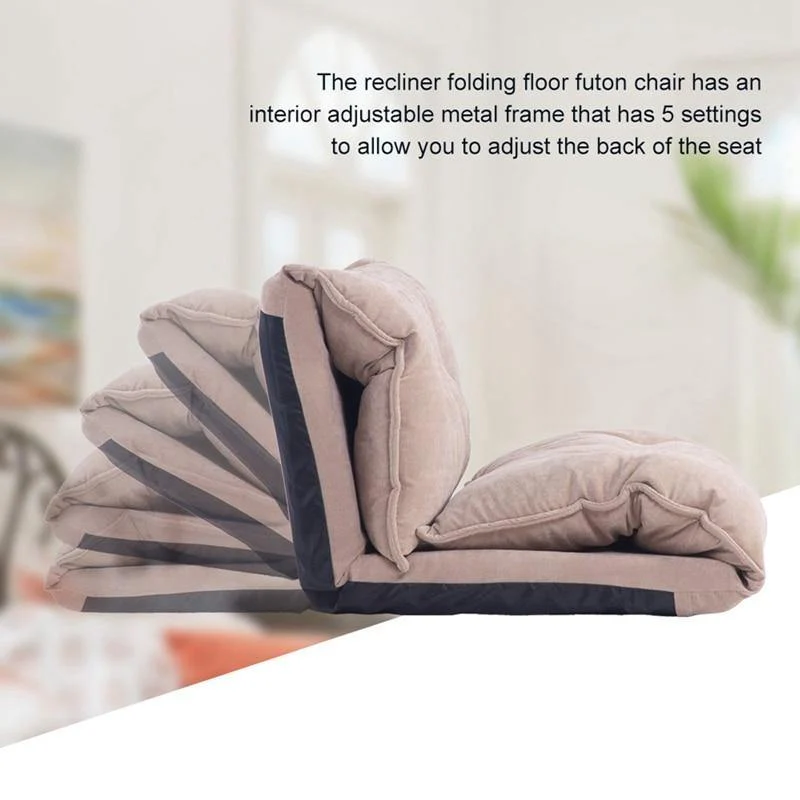 Modern Foldable PU Leather Leisure Floor Sofa Bed with 2 Pillows - Image 3